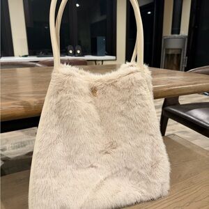 PINK Victoria's Secret Cream Faux Fur Shoulder Bag